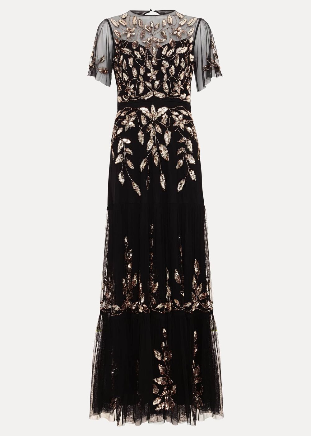 Hilary Black Embellished Midi Dress - Black