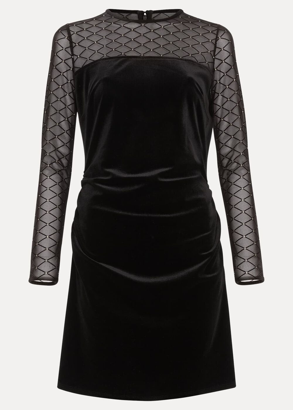 Ambrose Black Velvet Lattice Mini Dress - Black