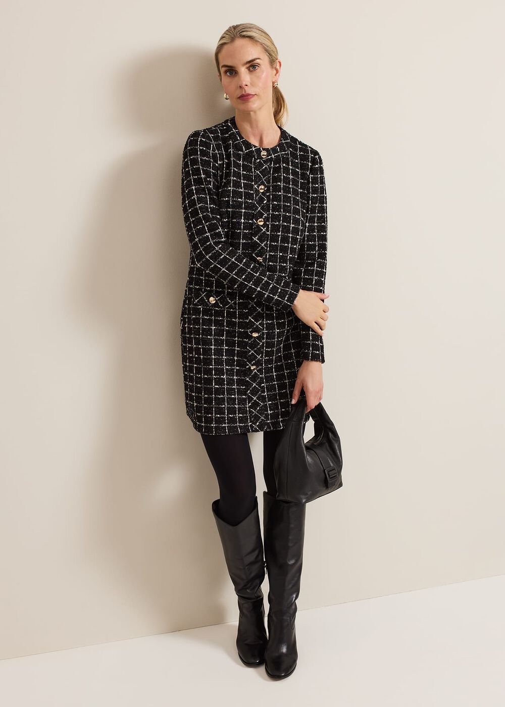Mylee Black Tweed Tunic Dress - Black
