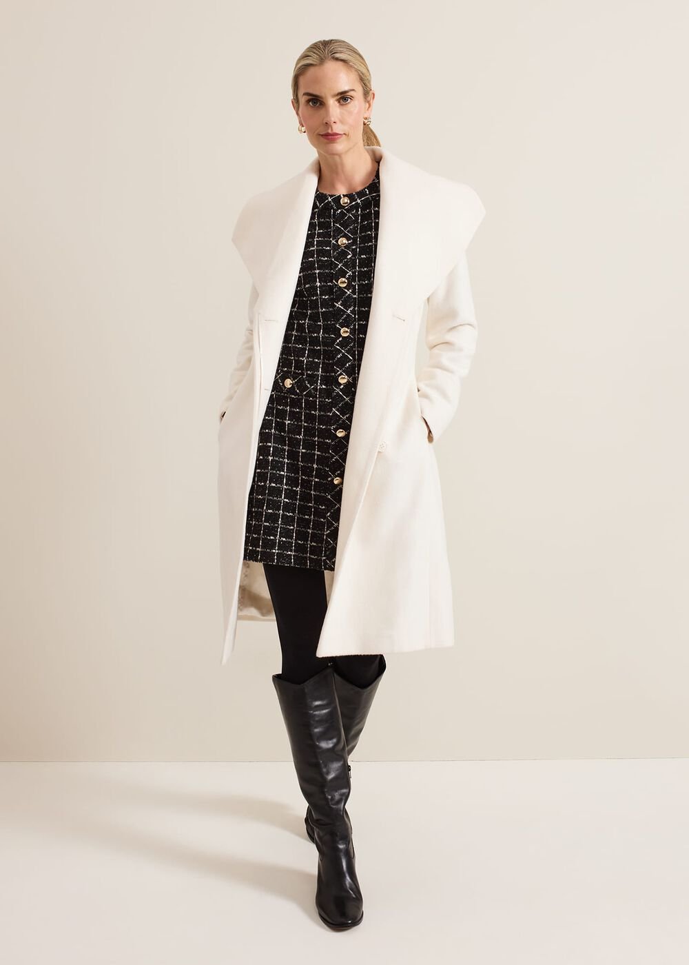 Mylee Black Tweed Tunic Dress - Black
