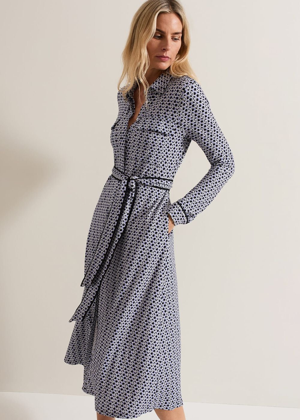 Valerie Lilac Geometric Jersey Dress - Lilac