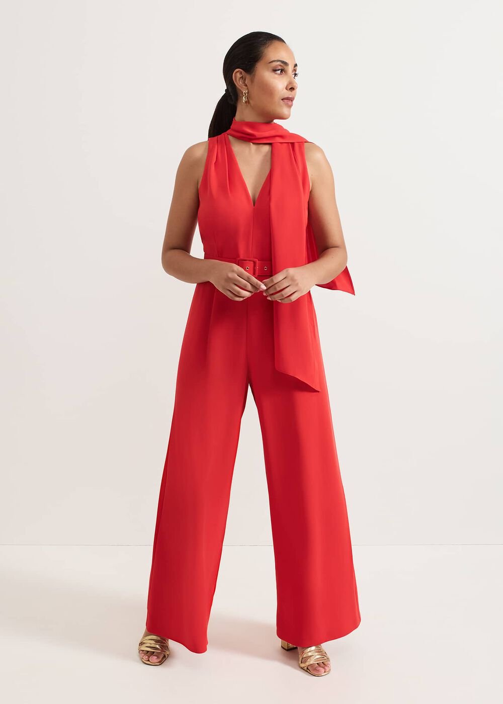 Petite Elika Red Jumpsuit - Red