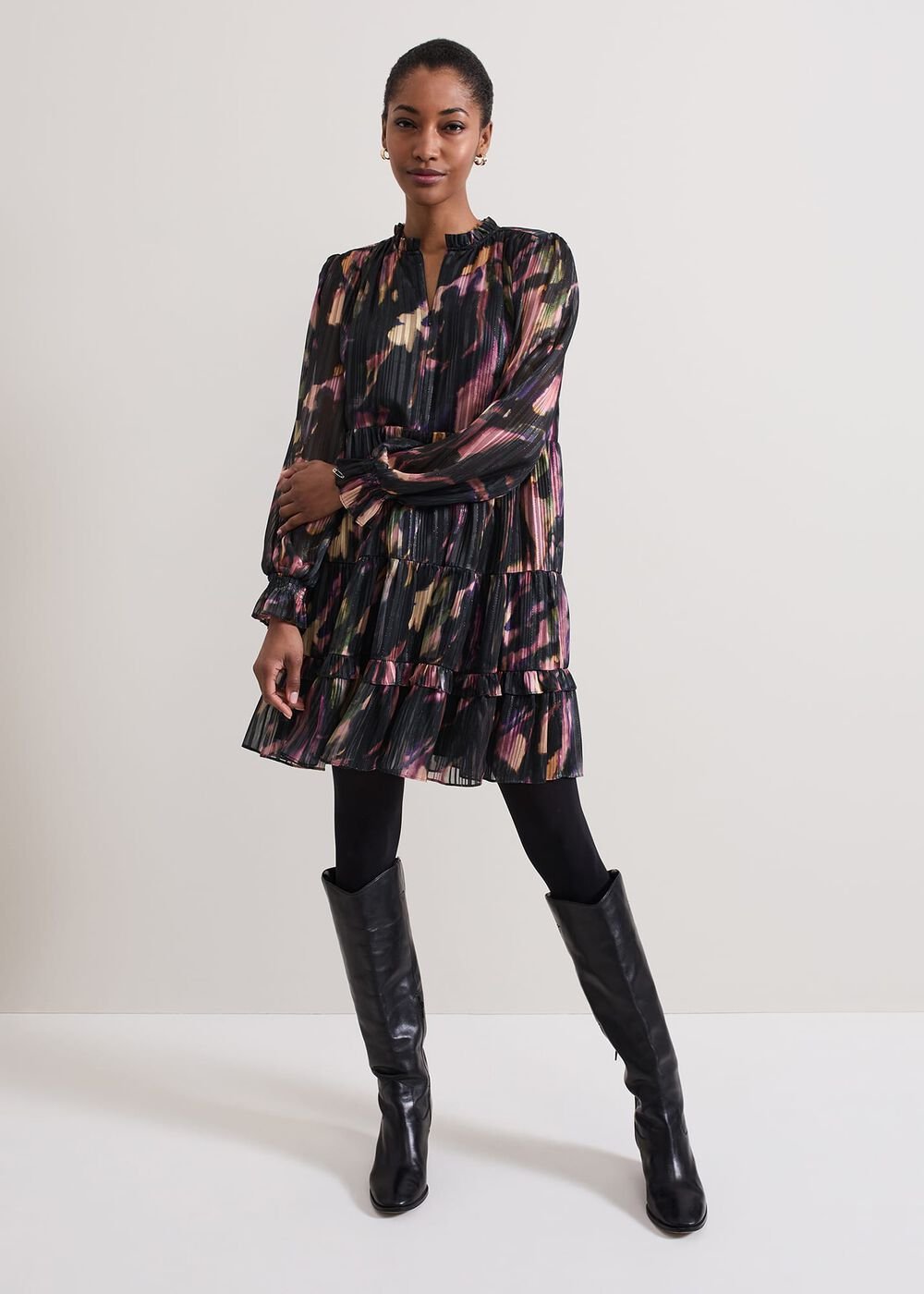 Martina Swing Mini Dress - Black/Multi