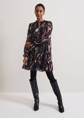 Martina Swing Mini Dress - Black/Multi