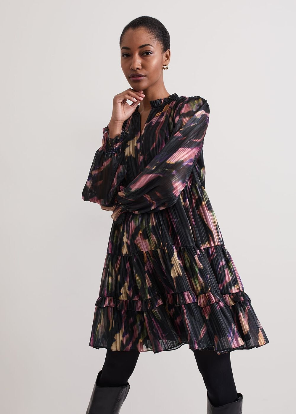 Martina Swing Mini Dress - Black/Multi