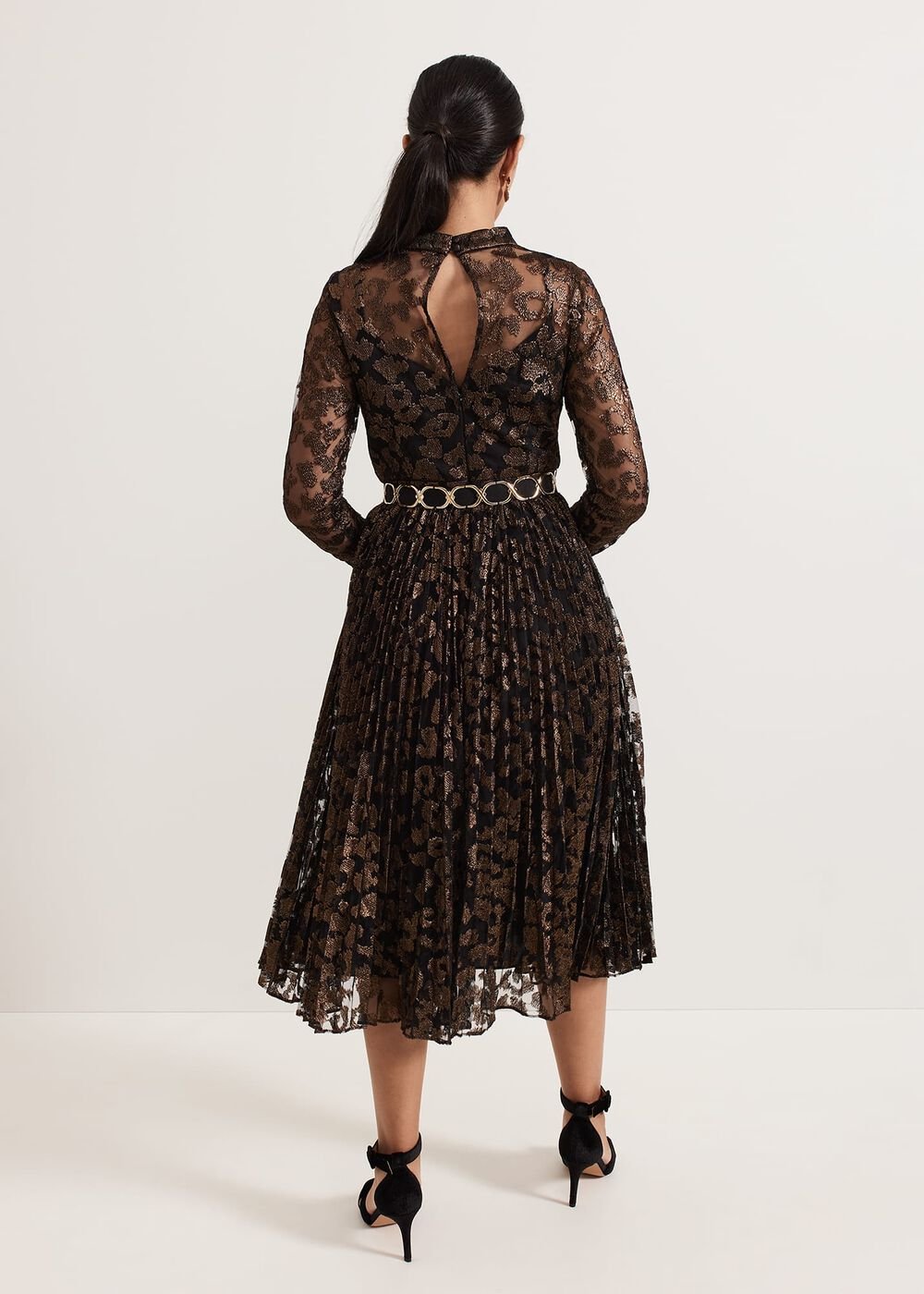 Petite Theodora Leopard Pleat Midi Dress - Multi-Coloured
