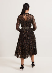 Petite Theodora Leopard Pleat Midi Dress - Multi-Coloured