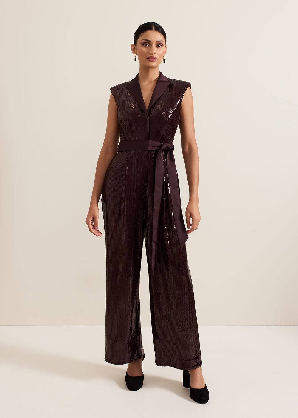 Ivey Burgundy Sequin Jumpsuit - Burgundy