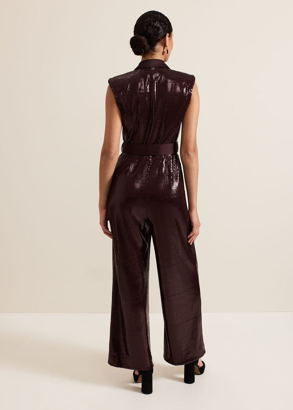 Ivey Burgundy Sequin Jumpsuit - Burgundy