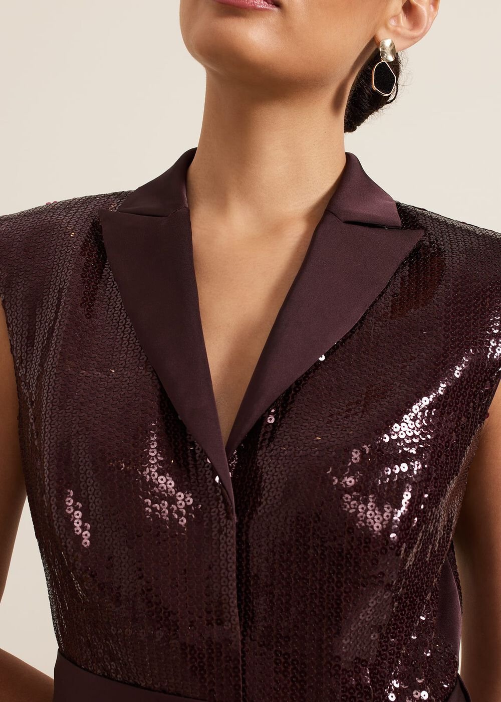 Ivey Burgundy Sequin Jumpsuit - Burgundy