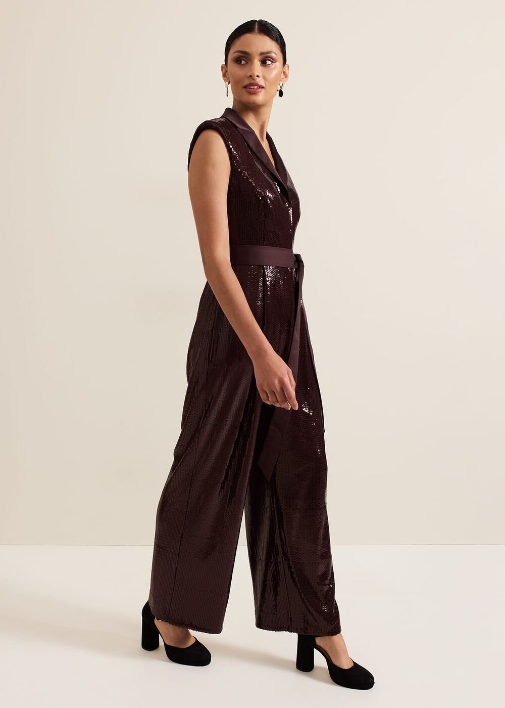 Ivey Burgundy Sequin Jumpsuit - Burgundy