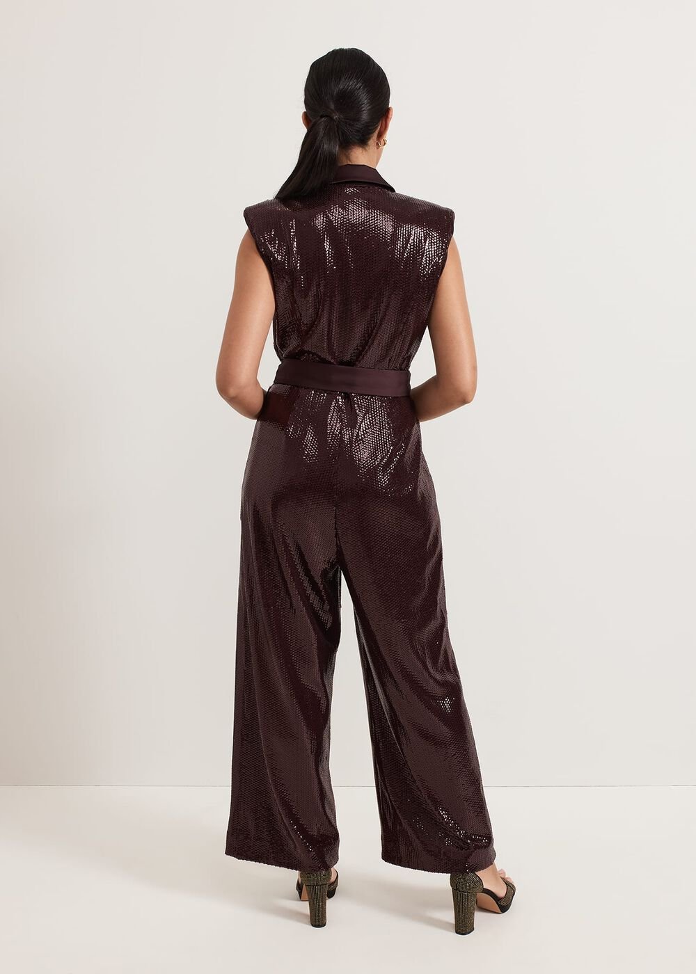 Petite Ivey Burgundy Sequin Jumpsuit - Burgundy