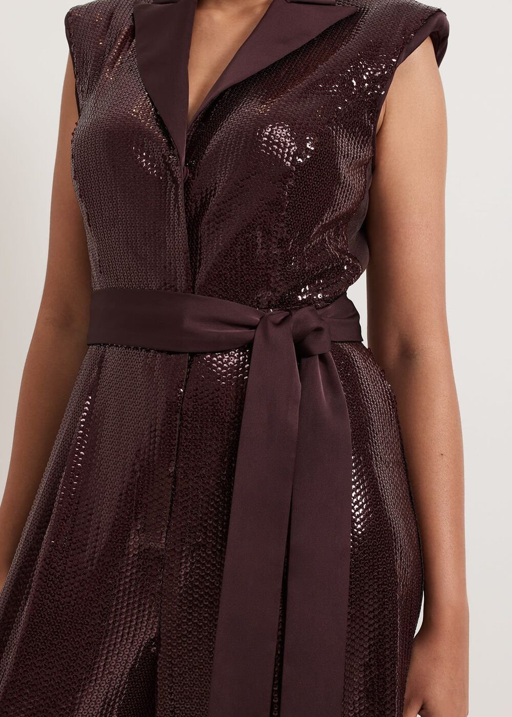 Petite Ivey Burgundy Sequin Jumpsuit - Burgundy