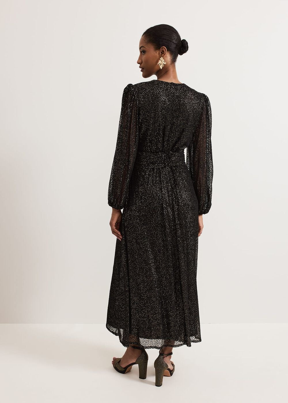 Emre Shimmer Burnout Midi Dress - Black/Multi
