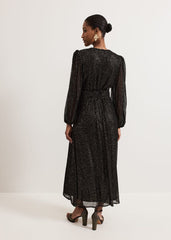 Emre Shimmer Burnout Midi Dress - Black/Multi