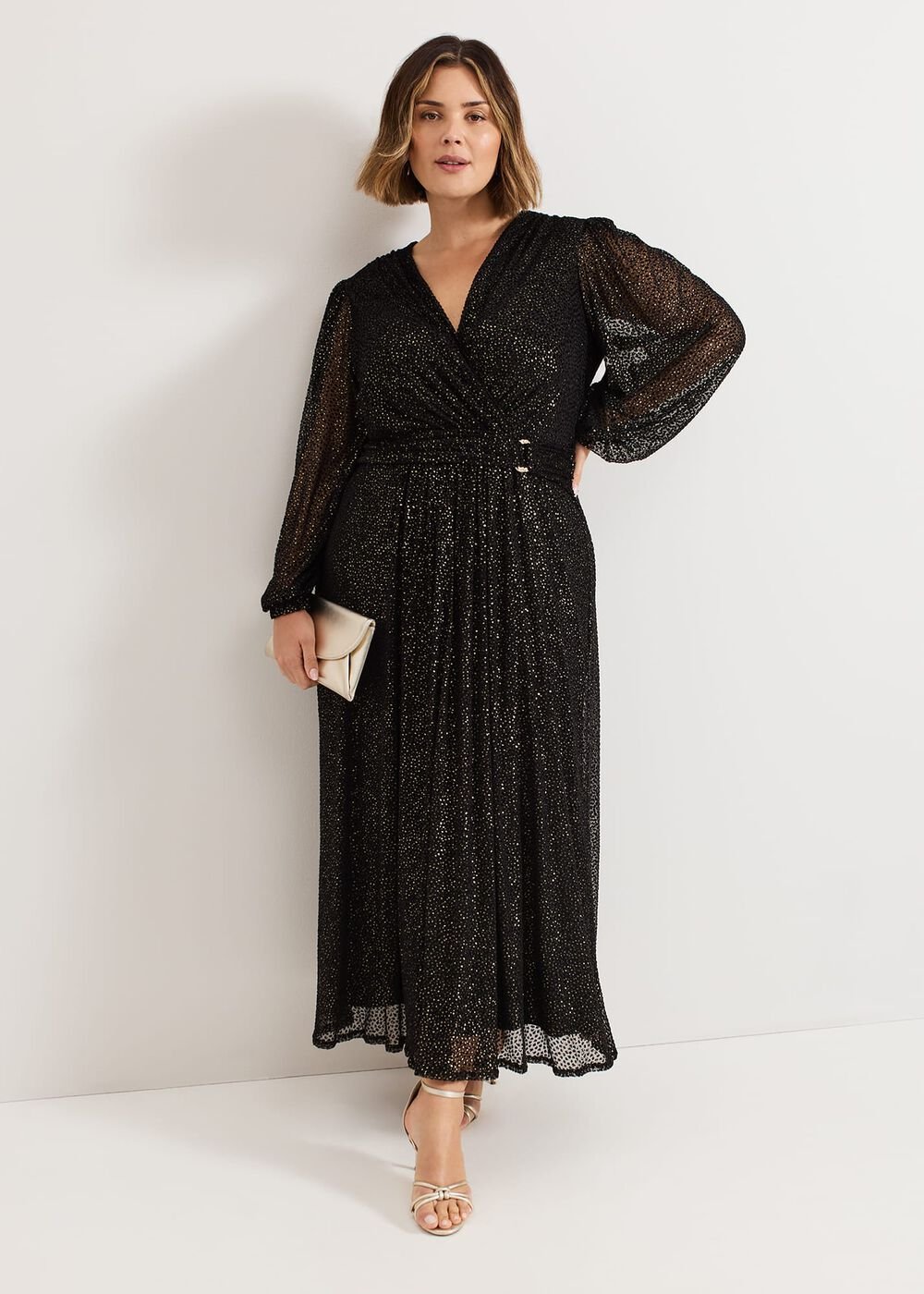 Emre Shimmer Burnout Midi Dress - Black/Multi