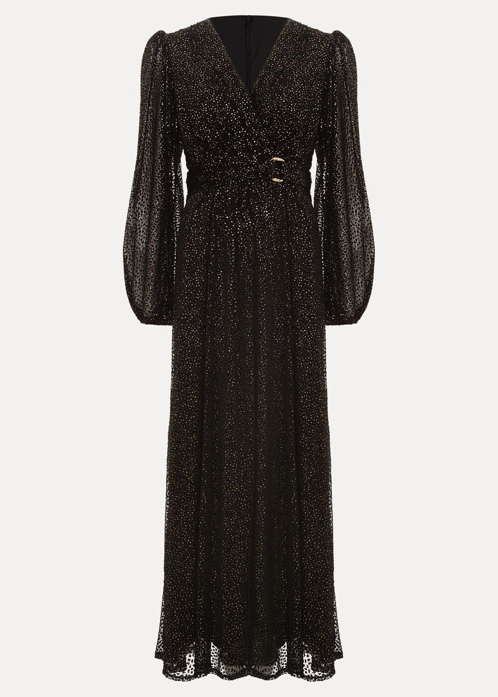 Emre Shimmer Burnout Midi Dress - Black/Multi