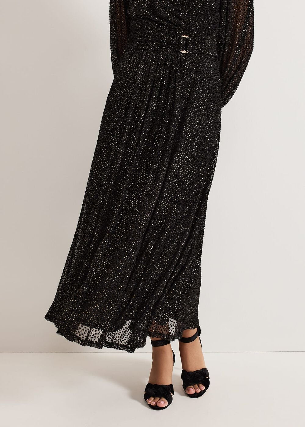 Petite Emre Shimmer Burnout Midi Dress - Black/Multi