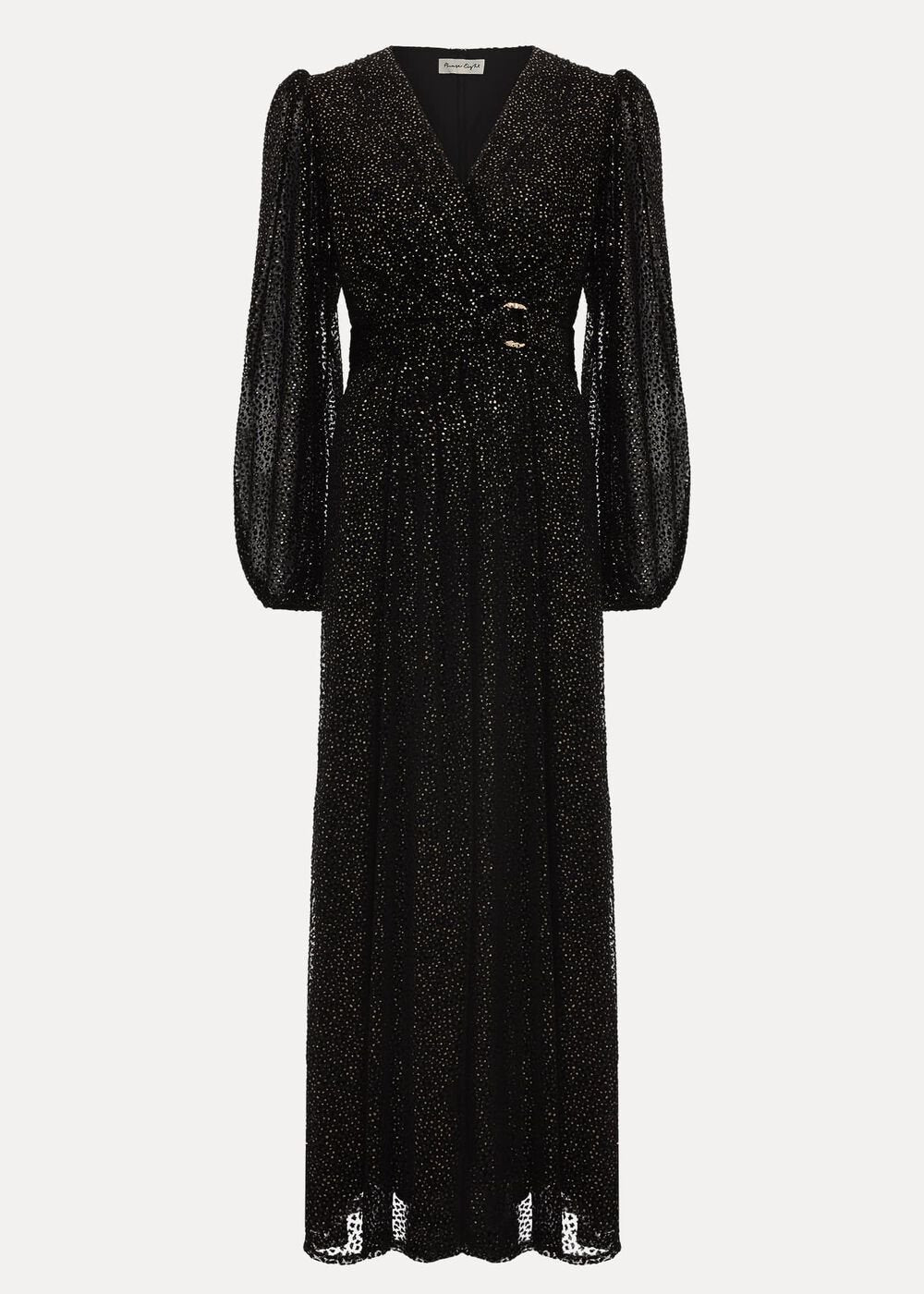 Petite Emre Shimmer Burnout Midi Dress - Black/Multi