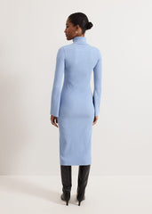 Kylie Blue Roll Neck Dress - Pale Blue