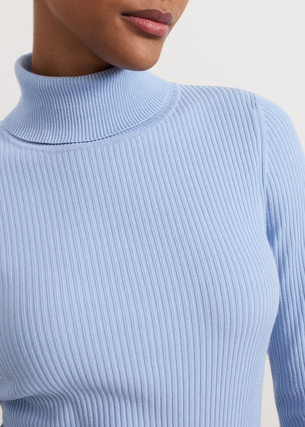 Kylie Blue Roll Neck Dress - Pale Blue