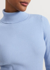 Kylie Blue Roll Neck Dress - Pale Blue