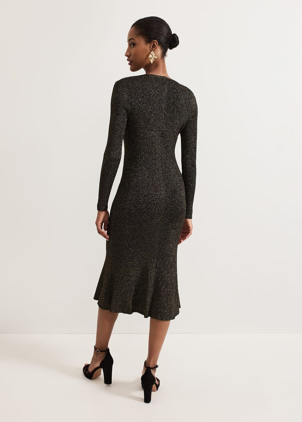 Petite Tillie Lurex Flippy Hem Dress - Gold