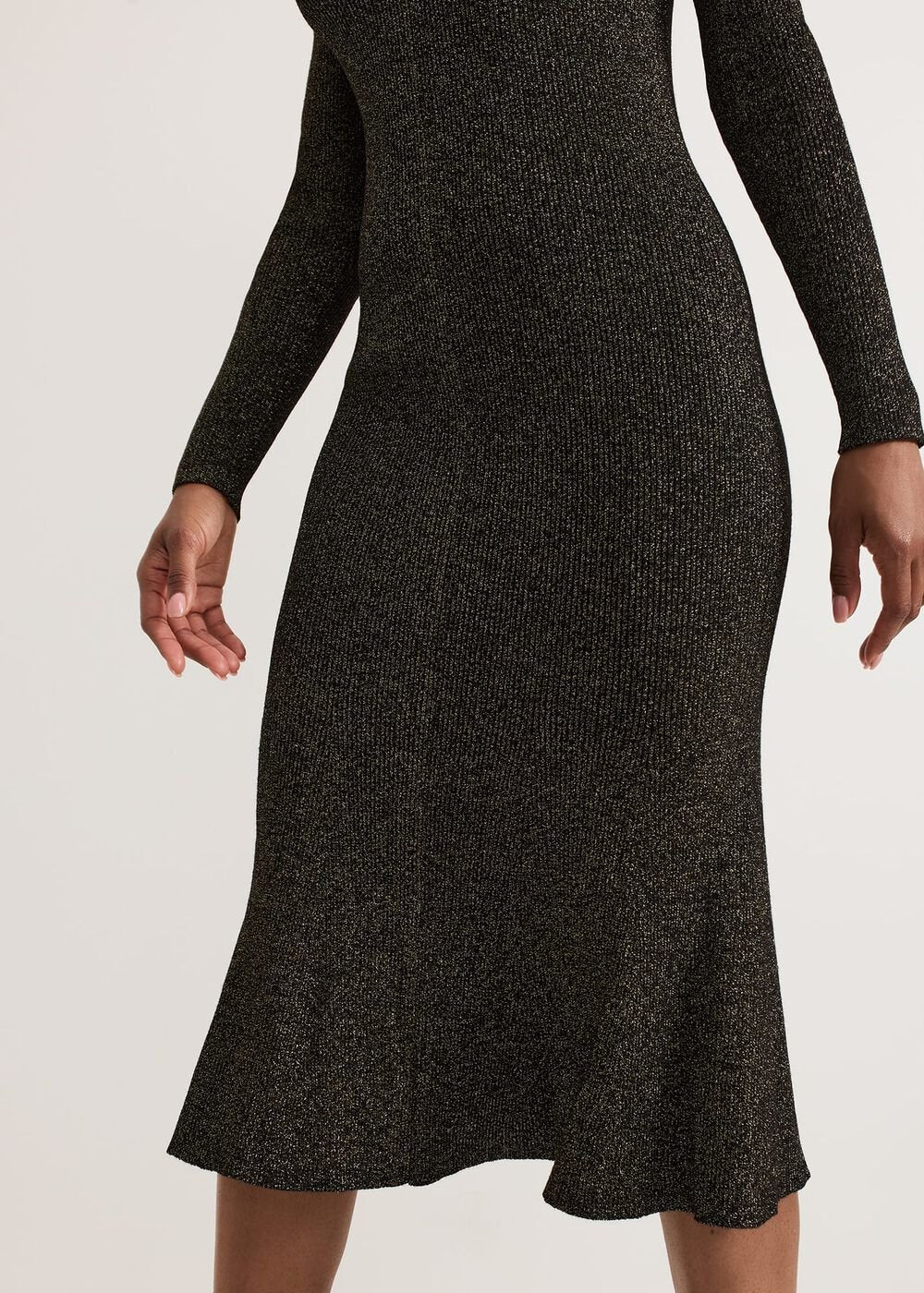 Petite Tillie Lurex Flippy Hem Dress - Gold