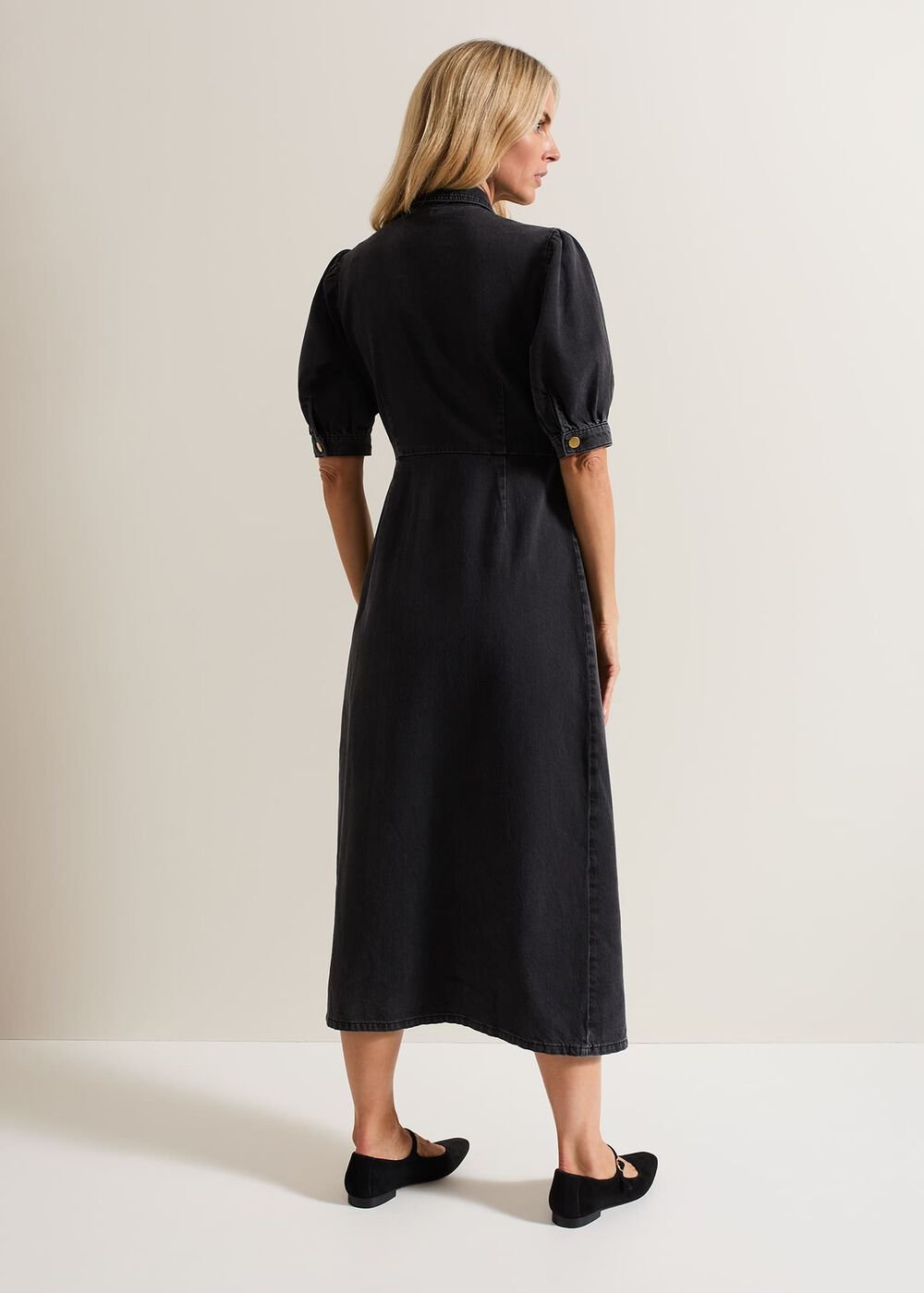 Senita Grey Denim Wrap Dress - Grey