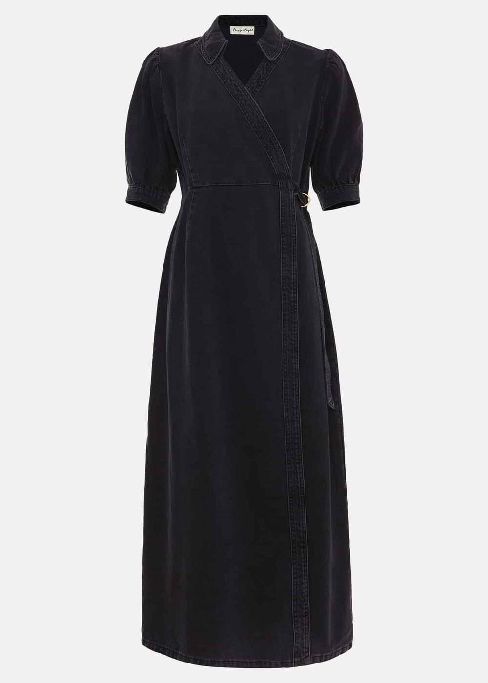 Senita Grey Denim Wrap Dress - Grey