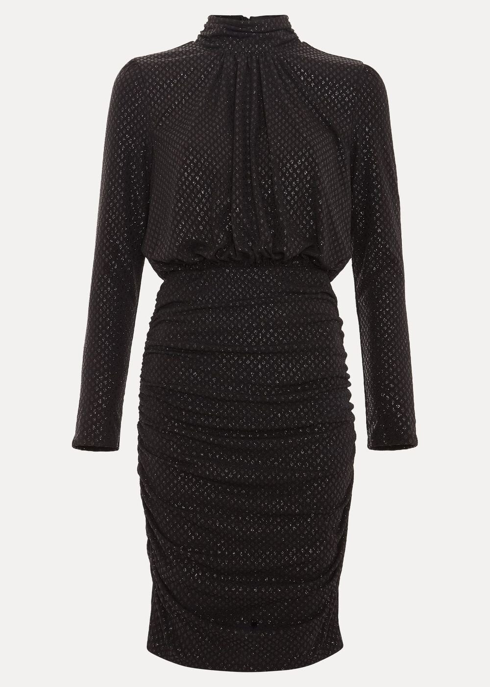 Tessa Black Glitter Printed Fitted Dress - Black