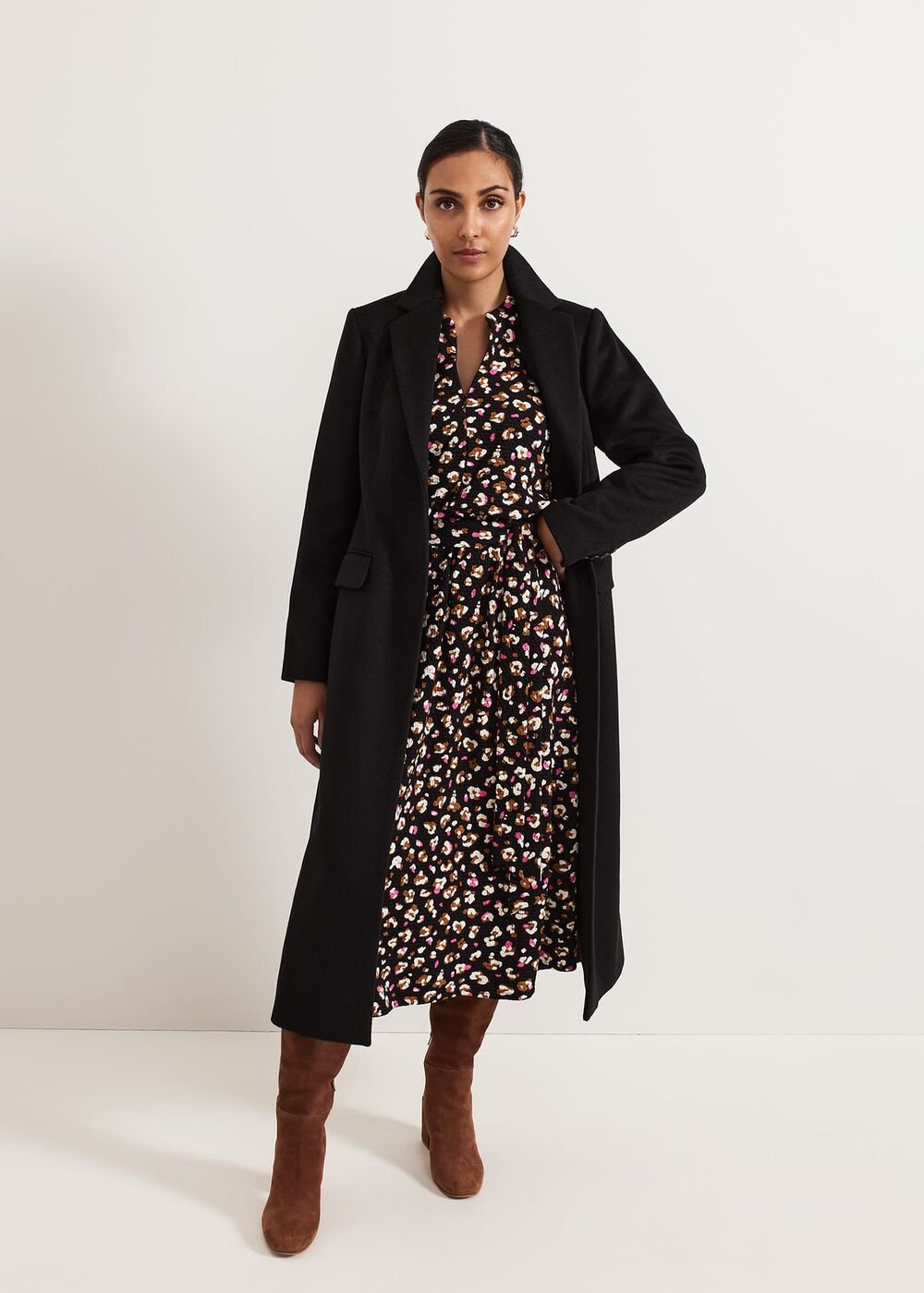Petite Aoife Printed Jersey Dress - Black Multi