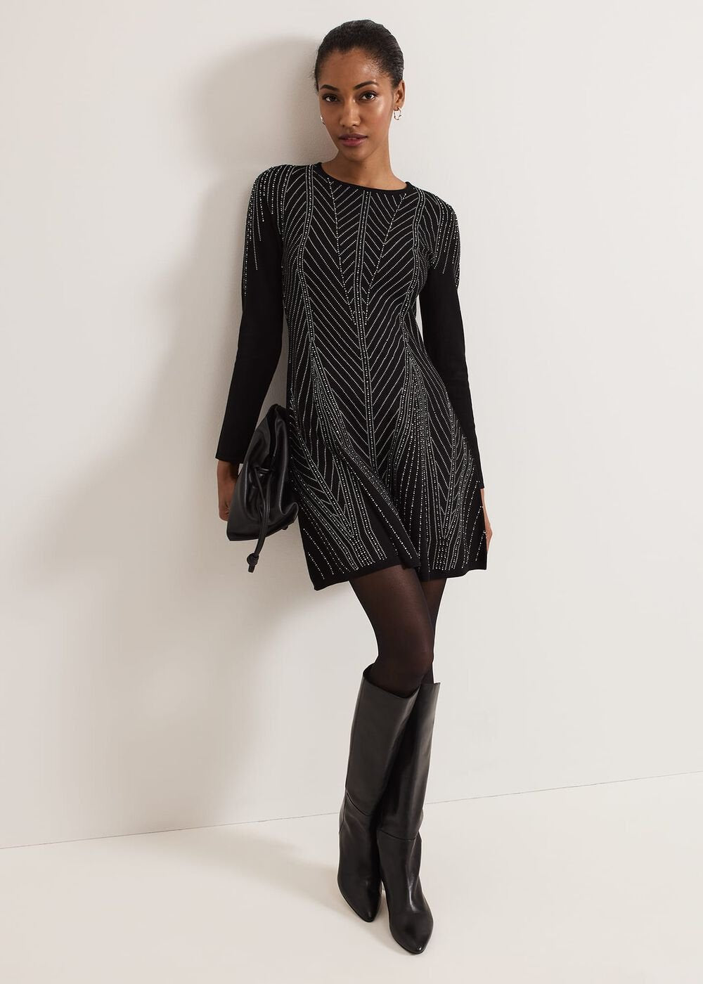 Lexie Studd Flippy Hem Dress - Black