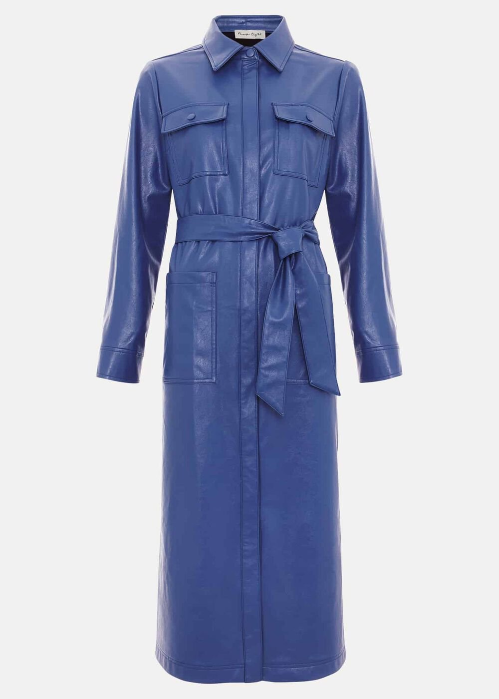 Dila Blue Faux Leather Midi Dress - Blue