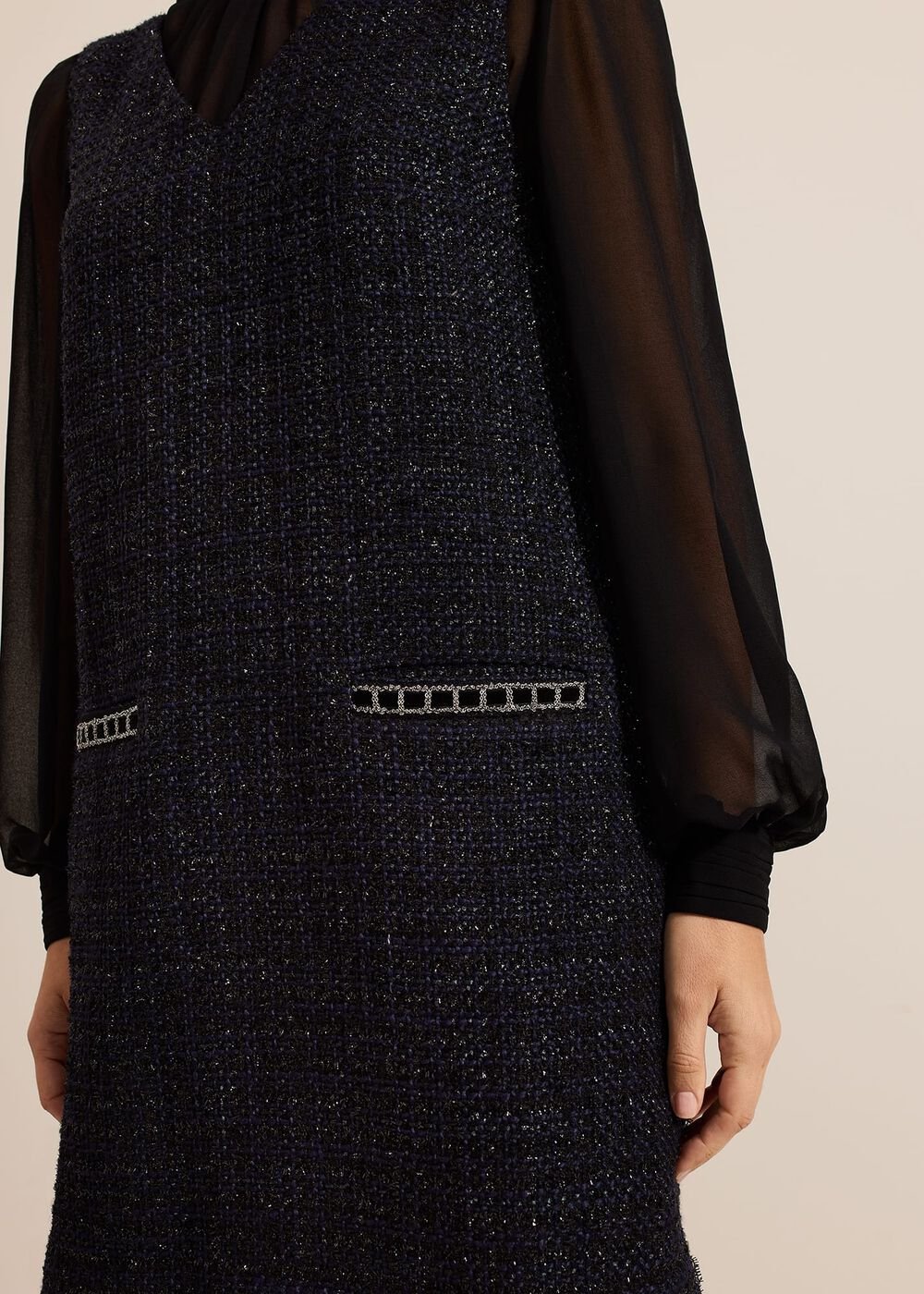 Sabine Navy Tweed Dress - Navy