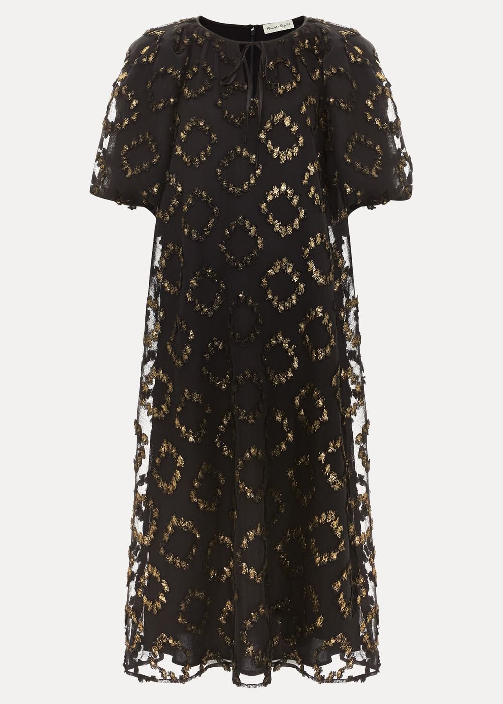Bella Black Textured Midi Dress - Black