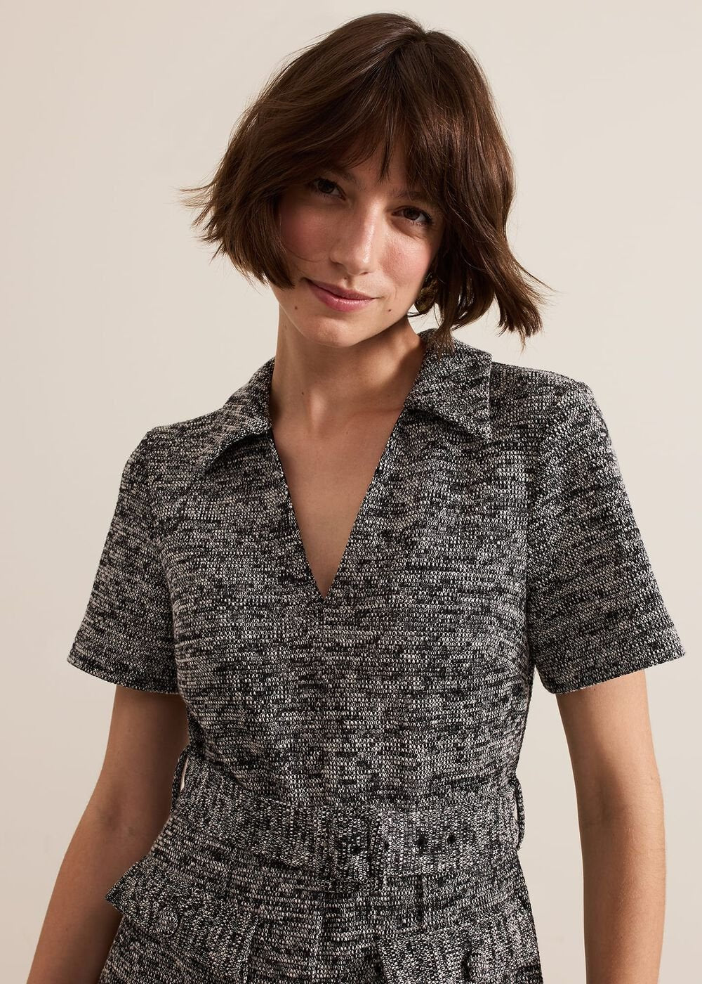 Lavinia Grey Tweed Wide Leg Jumpsuit - Grey