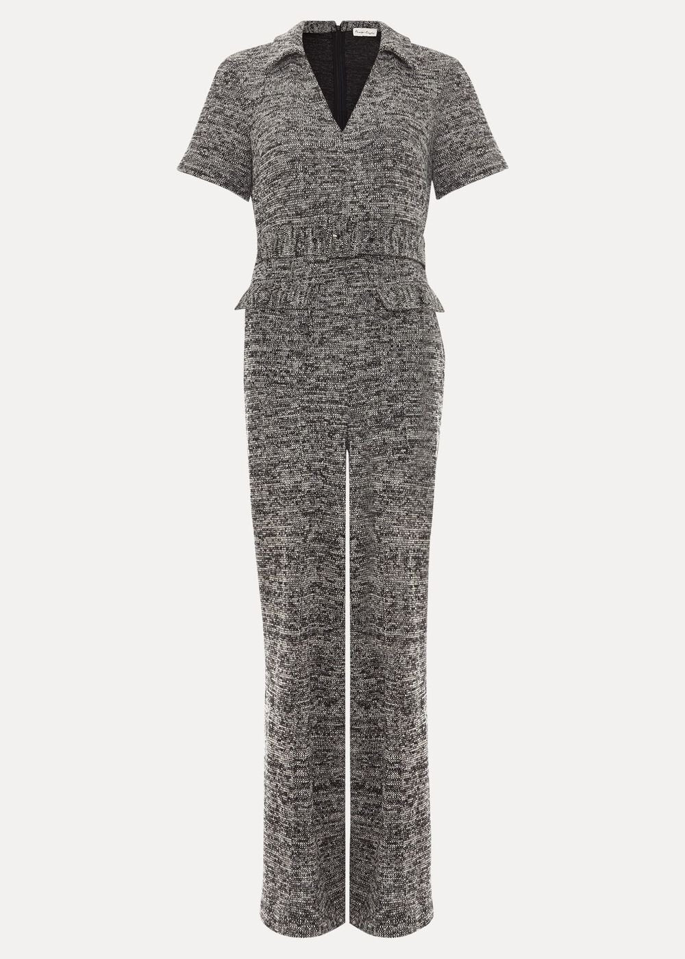 Lavinia Grey Tweed Wide Leg Jumpsuit - Grey
