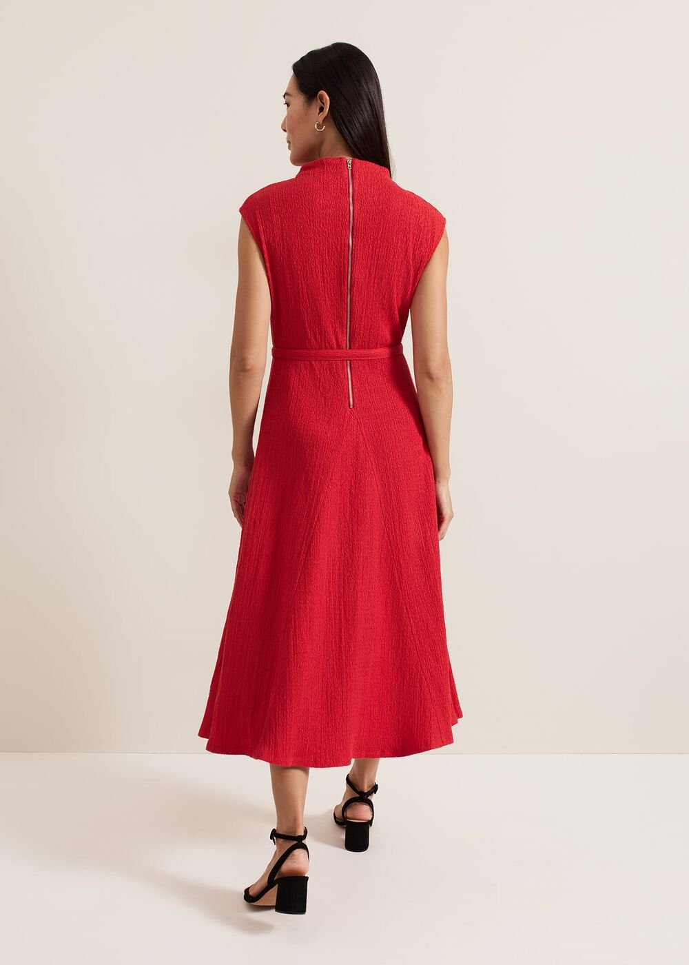 Ofelia Red Jersey Textured Dress - Red