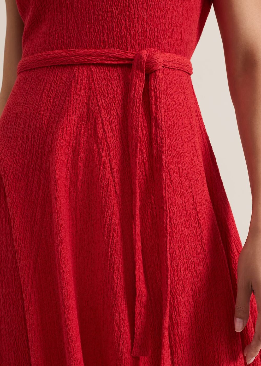 Ofelia Red Jersey Textured Dress - Red