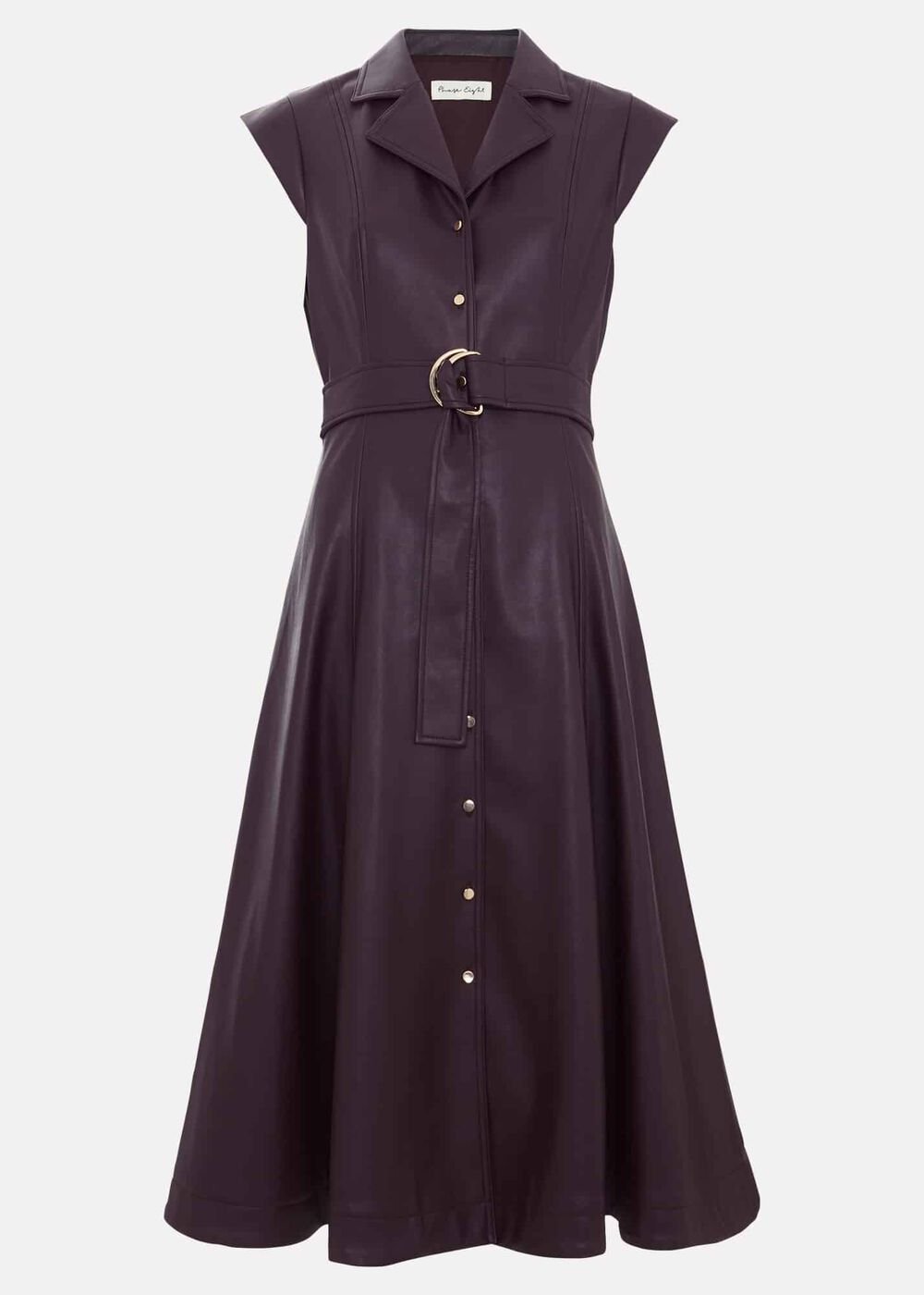 Ellie Burgundy Faux Leather Shirt Dress - Burgundy