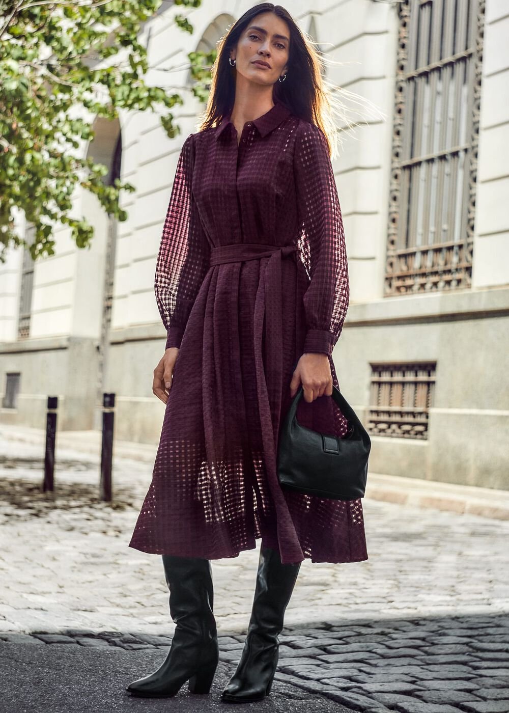 Natalie Burgundy Shirt Dress - Burgundy