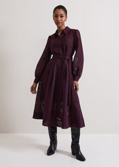 Natalie Burgundy Shirt Dress - Burgundy