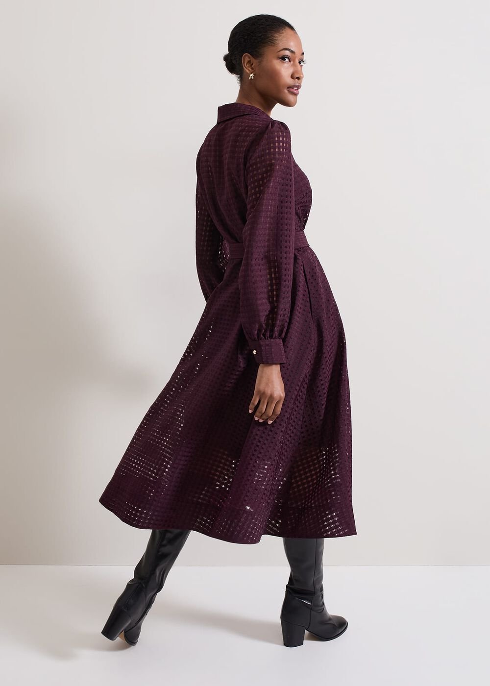 Natalie Burgundy Shirt Dress - Burgundy