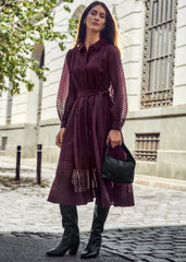 Natalie Burgundy Shirt Dress - Burgundy