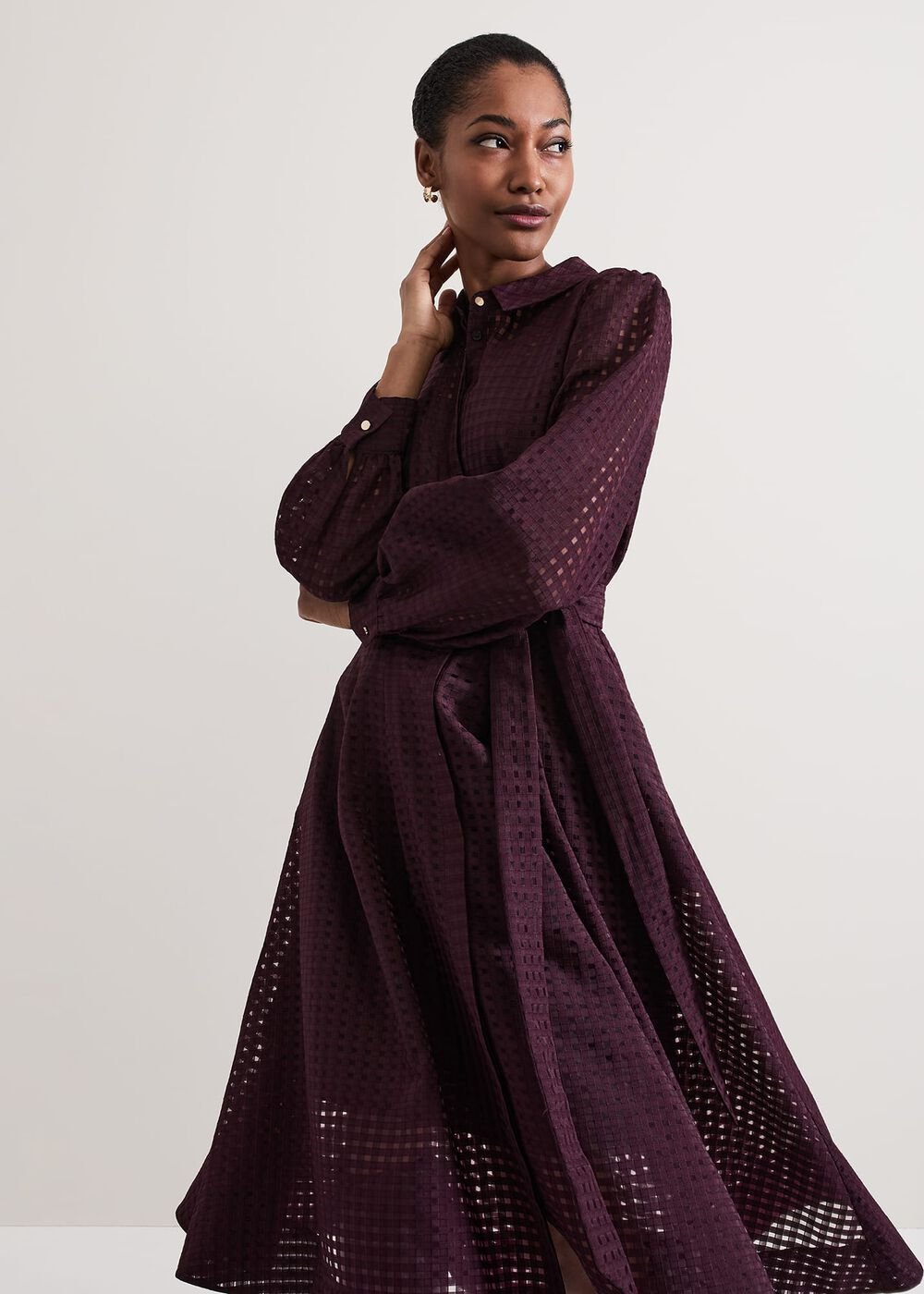 Natalie Burgundy Shirt Dress - Burgundy