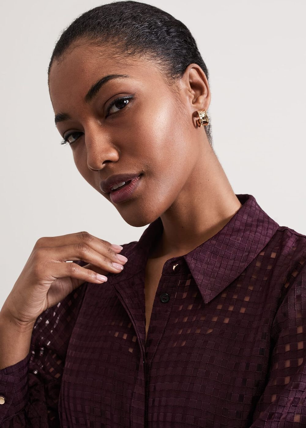 Natalie Burgundy Shirt Dress - Burgundy