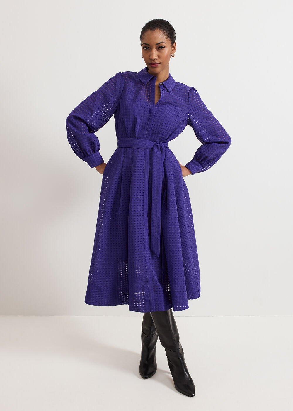 Natalie Burgundy Shirt Dress - Purple