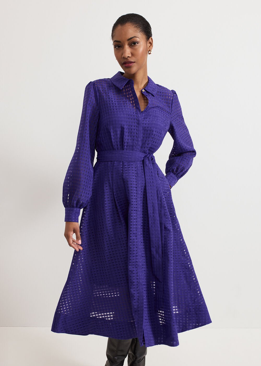 Natalie Burgundy Shirt Dress - Purple