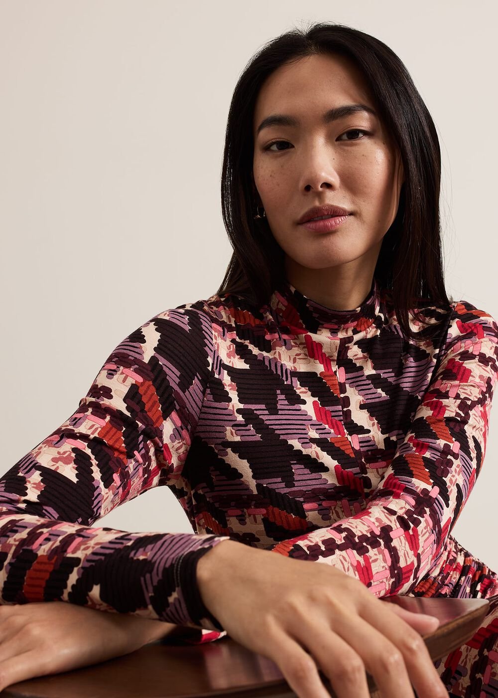 Harrie Dogtooth Colourful Jersey Dress - Multi-Coloured